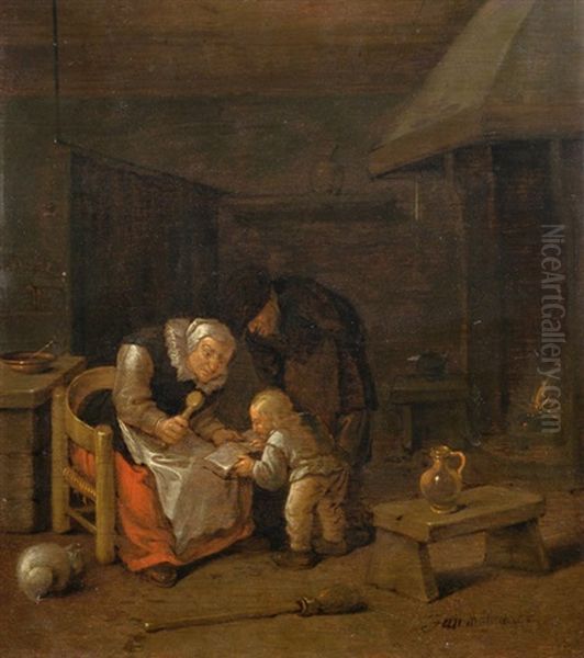 Bauernfamilie Im Kucheninterieur Oil Painting by Jan Miense Molenaer