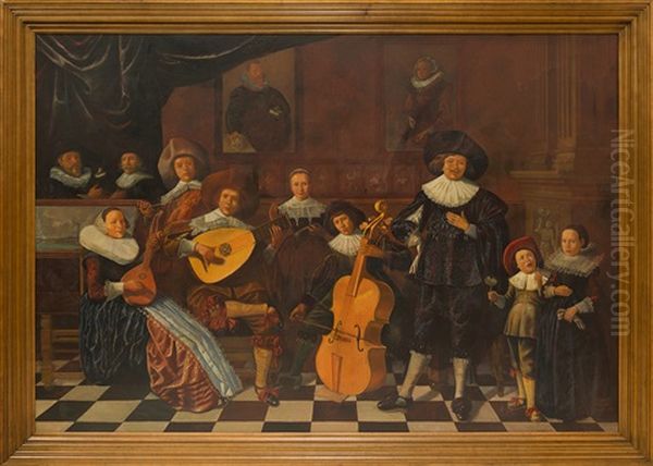 Family Making Music Oil Painting by Jan Miense Molenaer