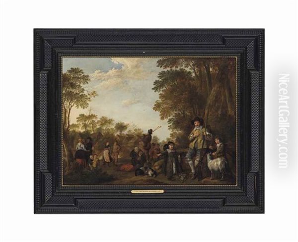 A Wooded Landscape With Peasants Playing Music And Merry-making by Jan Miense Molenaer