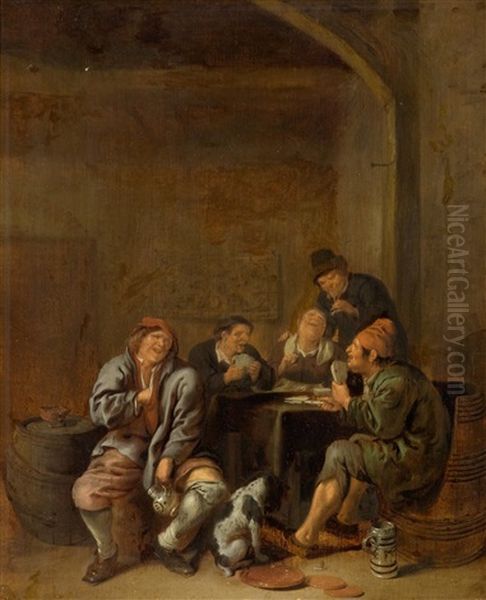 A Tavern Scene Oil Painting by Jan Miense Molenaer