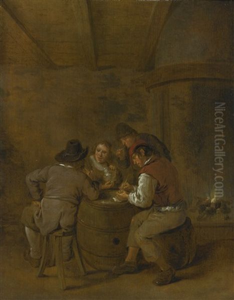 Smokers And Drinkers In A Tavern Oil Painting by Jan Miense Molenaer