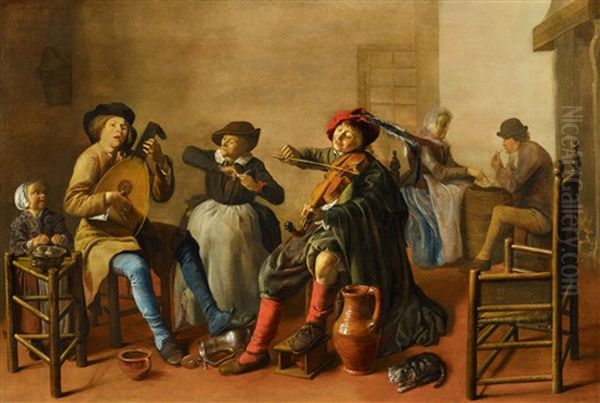 Company Making Music Oil Painting by Jan Miense Molenaer