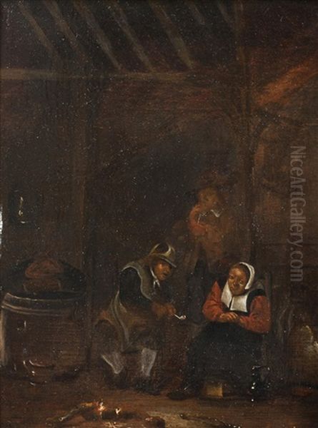 Smokers Oil Painting by Jan Miense Molenaer