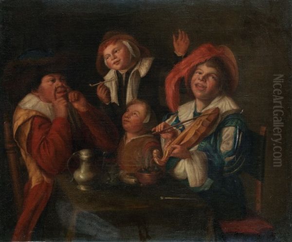 Interieurszene Mit Musikant Oil Painting by Jan Miense Molenaer