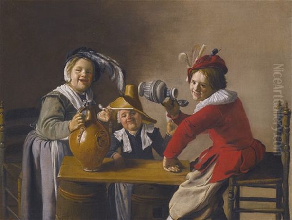 Interior With Children Drinking And Mischief-making Oil Painting by Jan Miense Molenaer