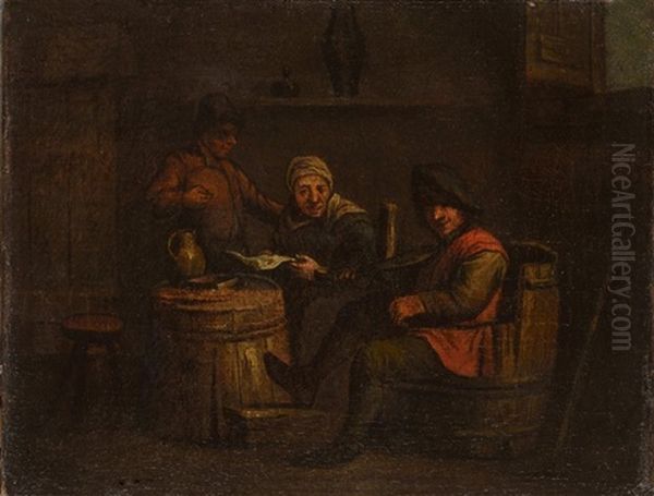 A Scene At The Tavern (a Pair Of Paintings With Tavern Scenes From The Period.) Oil Painting by Jan Miense Molenaer