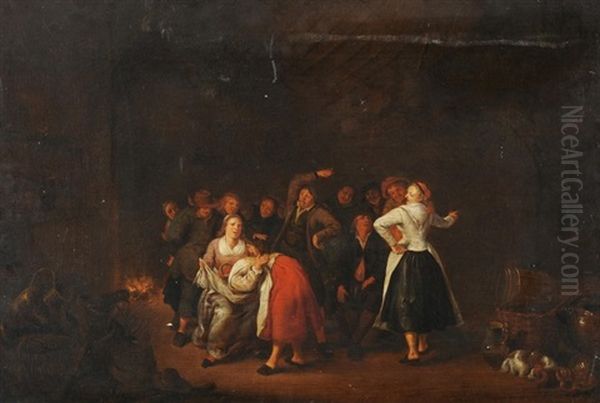 Spielende Gesellschaft In Einem Interieur Oil Painting by Jan Miense Molenaer