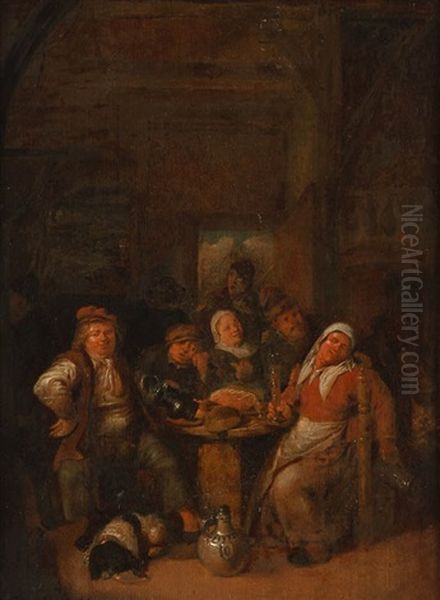 Frohliche Bauerngesellschaft Oil Painting by Jan Miense Molenaer