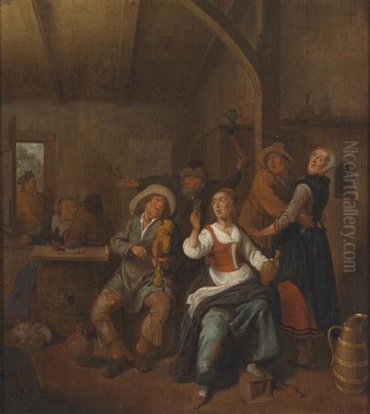 Wirtshausinterieur Mit Feiernden Personen Oil Painting by Jan Miense Molenaer