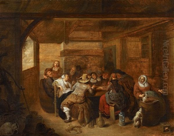 Frohliche Gesellschaft In Einer Herberge Oil Painting by Jan Miense Molenaer