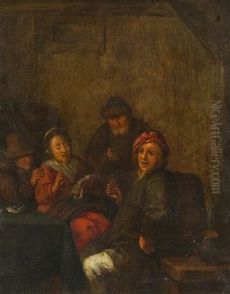 Singende Und Trinkende Bauern In Einer Taverne Oil Painting by Jan Miense Molenaer