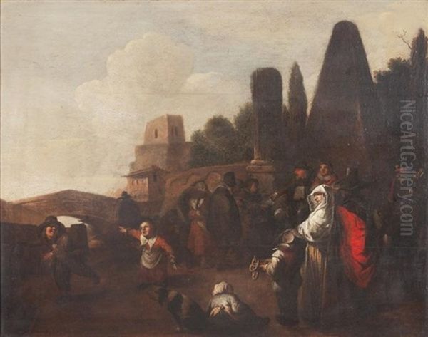 Scene Villageoise Autour D'un Medecin Ambulant Oil Painting by Jan Miense Molenaer