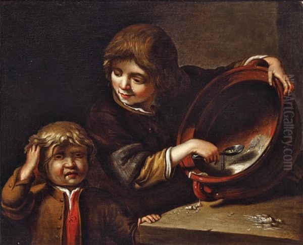 Zwei Kinder Bei Der Mahlzeit Oil Painting by Jan Miense Molenaer