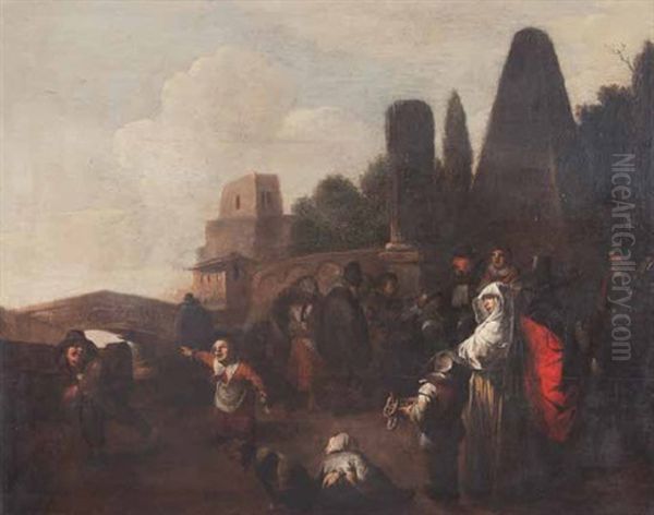 Scene Villageoise Autour D'un Medecin Ambulant Oil Painting by Jan Miense Molenaer