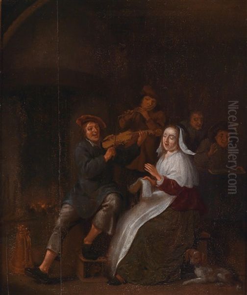 Wirtshausinterieur Mit Musizierenden Personen Oil Painting by Jan Miense Molenaer