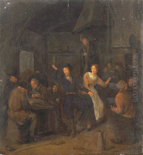 Bauernhochzeitsgesellschaft Im Wirtshaus Oil Painting by Jan Miense Molenaer