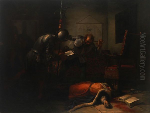 La Morte Di Filippo Strozzi Oil Painting by Giuseppe Bezzuoli