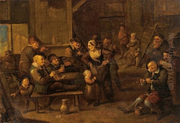 Zechende Bauern Im Wirtshaus Oil Painting by Jan Miense Molenaer