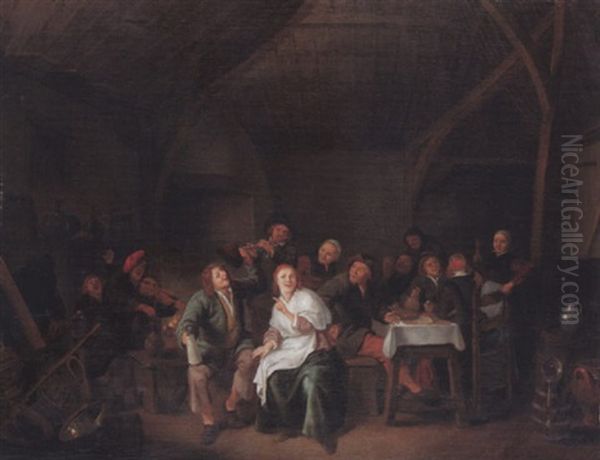 Lustige Gesellschaft In Wirtstube Oil Painting by Jan Miense Molenaer