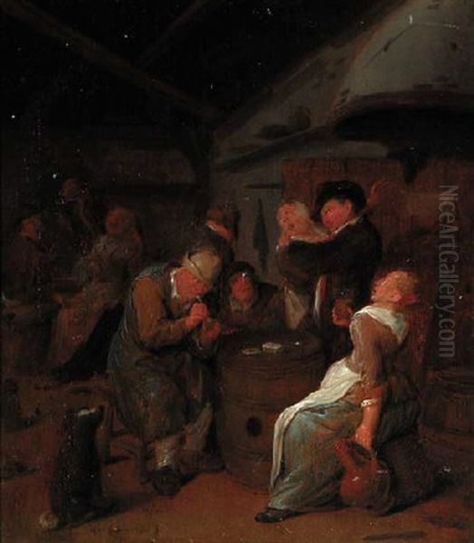 Peasants Carousing A Tavern Oil Painting by Jan Miense Molenaer