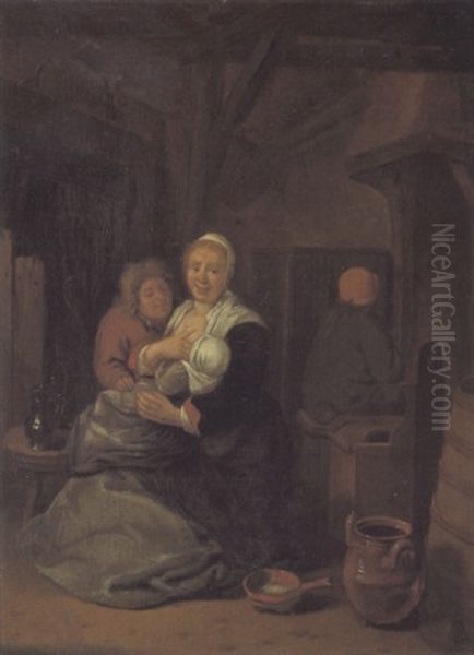 Bauern In Der Stube Oil Painting by Jan Miense Molenaer