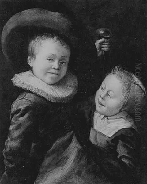 Portrait Of Two Young Children Oil Painting by Jan Miense Molenaer