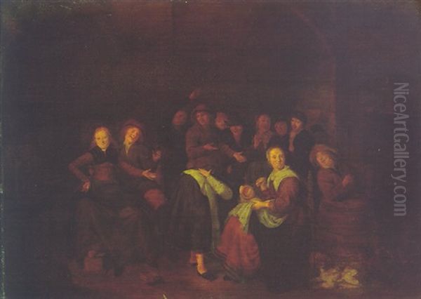 Peasants Playing La Main Chaude Oil Painting by Jan Miense Molenaer