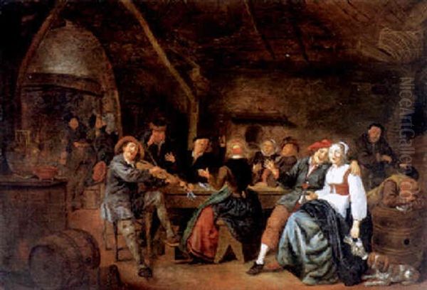 Landliche Festgesellschaft An Einem Tisch In Einem Bauerlichen Interieur Oil Painting by Jan Miense Molenaer