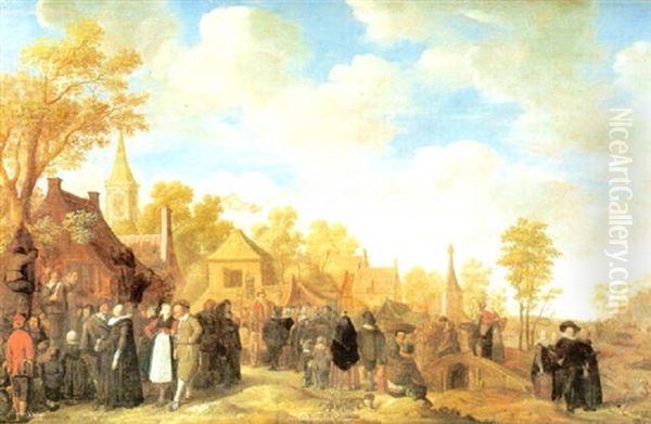 Jahrmarkt In Einem Hollandischen Dorf Oil Painting by Jan Miense Molenaer