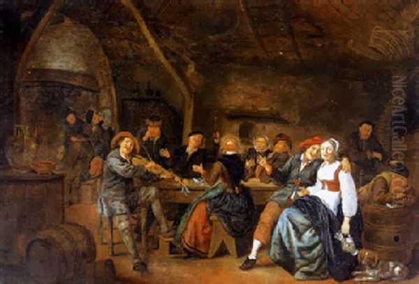 Landliche Festgesellschaft An Einem Tisch In Einem Bauerlichen Interieur Oil Painting by Jan Miense Molenaer