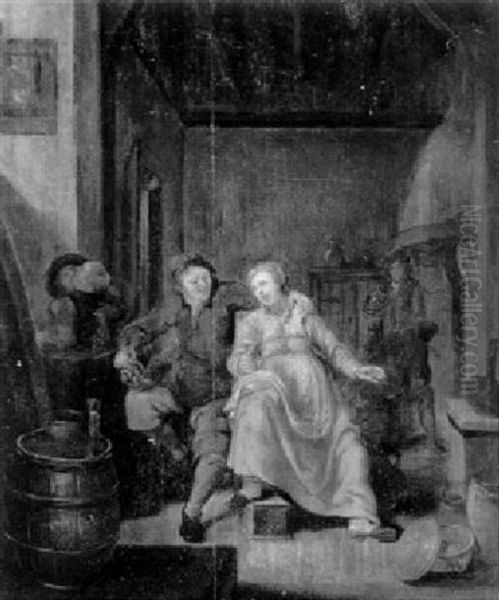 Lustige Gesellschaft In Einem Wirtshaus Oil Painting by Jan Miense Molenaer