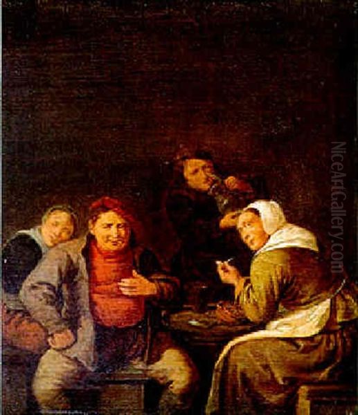 Raucher Und Trinker In Einem Interieur Oil Painting by Jan Miense Molenaer