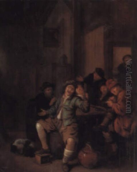 Boors Carousing In A Tavern Oil Painting by Jan Miense Molenaer