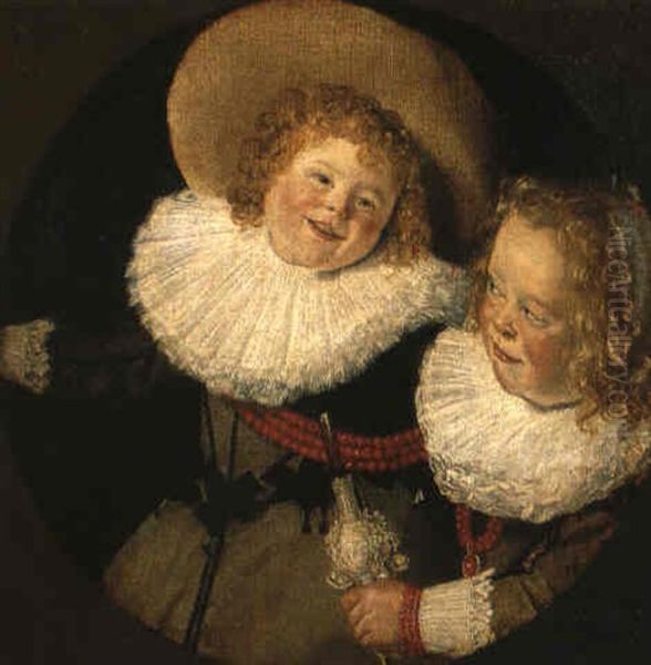 A Boy And A Girl Dressed In Green With Lace Collar Oil Painting by Jan Miense Molenaer