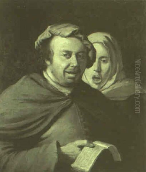 Man And Woman Singing Oil Painting by Jan Miense Molenaer