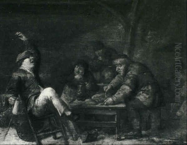 Peasants In An Interior Oil Painting by Jan Miense Molenaer