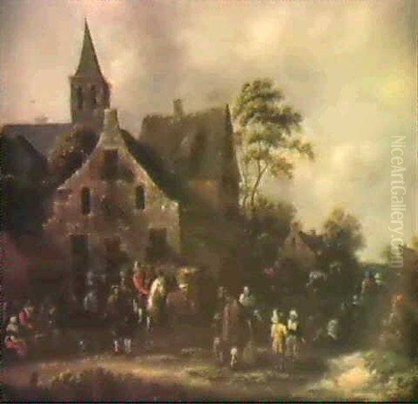 Scene De Village Oil Painting by Jan Miense Molenaer