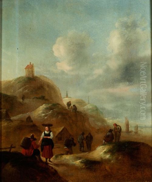 Dunenlandschaft Mit Staffagefiguren Oil Painting by Nicolaes Molenaer