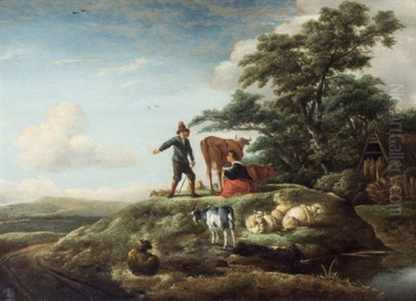 Paisaje Con Pastores Oil Painting by Nicolaes Molenaer