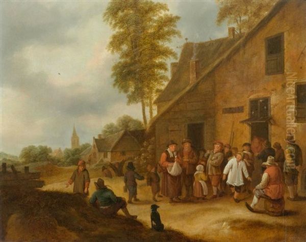 Dorfstrasse Mit Personen Oil Painting by Nicolaes Molenaer