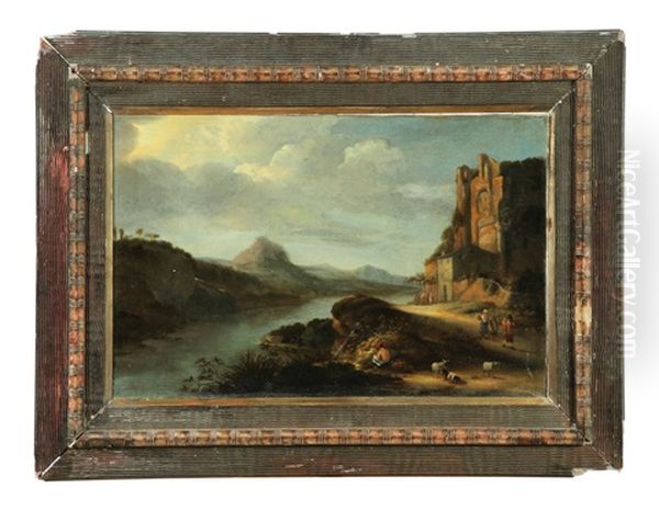 Landscape With Castle Ruins Oil Painting by Nicolaes Molenaer