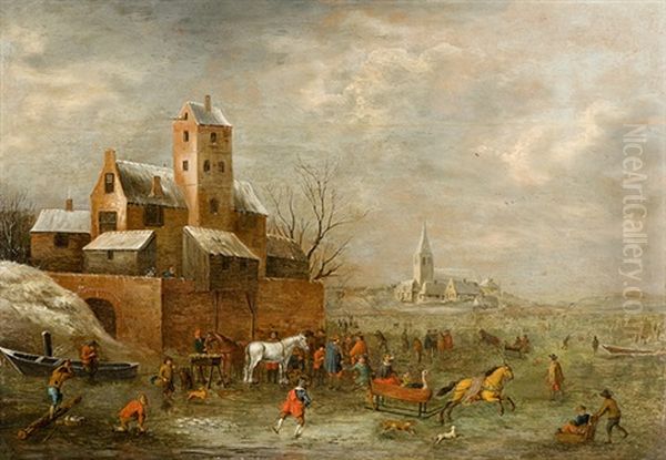 Eisvergnugen Oil Painting by Nicolaes Molenaer