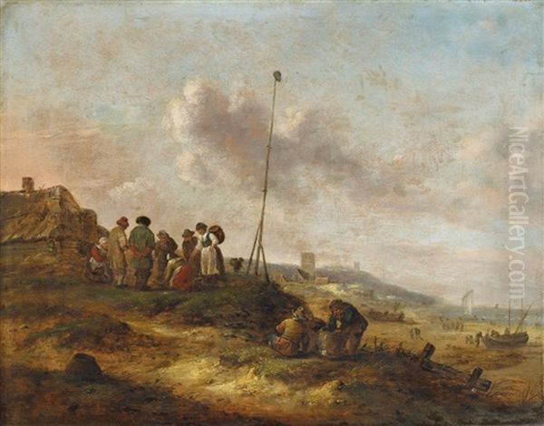 Kustenlandschaft Mit Fischern Oil Painting by Nicolaes Molenaer