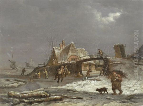 Winterlandschaft Oil Painting by Nicolaes Molenaer