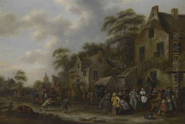 A Village Kermesse Oil Painting by Nicolaes Molenaer