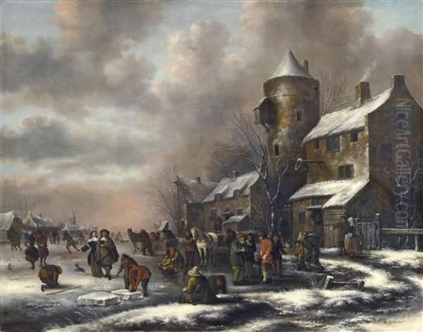 Winterlandschaft Oil Painting by Nicolaes Molenaer