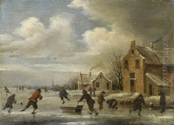 Eisvergnugen Oil Painting by Nicolaes Molenaer