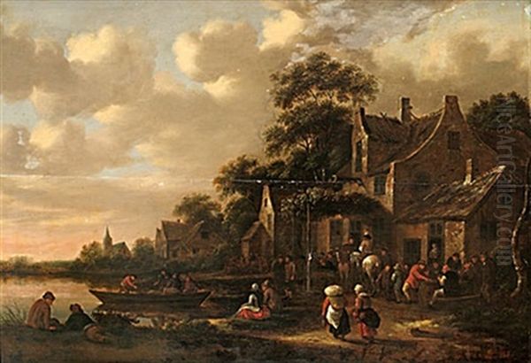 Utanfor Byvardshuset Oil Painting by Nicolaes Molenaer