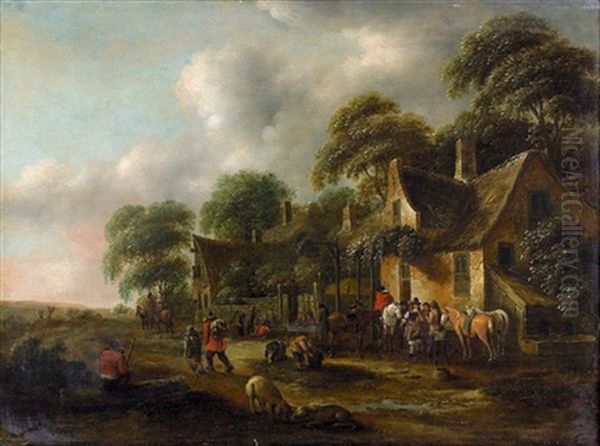 Vor Der Schenke Oil Painting by Nicolaes Molenaer