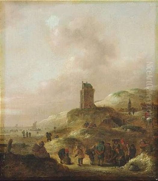 Fischverkaufer Am Strand Oil Painting by Nicolaes Molenaer